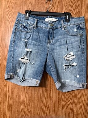 torrid Distressed Rolled Cuff Denim Shorts - Blue